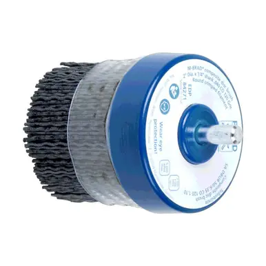 PFERD 84271 2" x 1/4 Shank Mtd M-BRAD Cup Brush Round Filament, .040 Ceramic Ox. 120 Grit