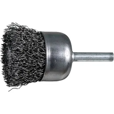 PFERD 82820 1-1/4" Crimped Shank Mtd Cup .014 CS Wire, 1/4" Shank (10pk)