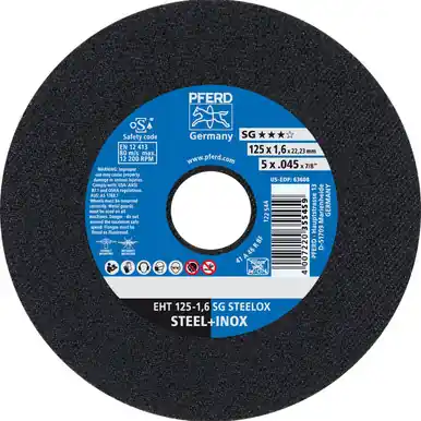 PFERD 63608 5" x .045" Cut-Off Wheel, 7/8" AH A 46 R SG-INOX - Type 1 (25pk)