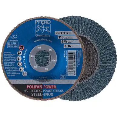 PFERD 62191 4-1/2" x 7/8" POLIFAN Flap Disc - Conical SG Zirconia 36G (10pk)