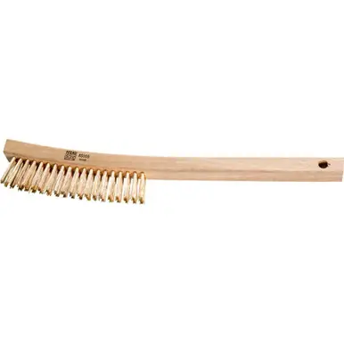 PFERD 85005 Curved Handle Scratch Brush 3x19 Rows Brass Wire Wood Block (12pk)