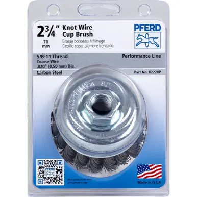 PFERD 82220P P.O.P. 2-3/4" Knot Wire Cup Brush .020 CS Wire 5/8-11 (5pk)