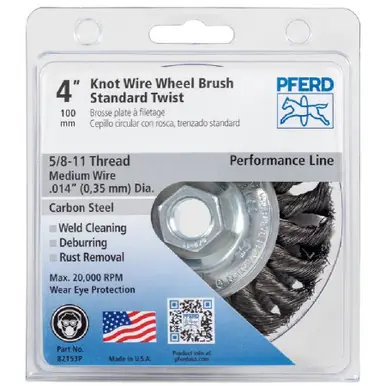 PFERD 82153P P.O.P. 4" Standard Twist Knot Wheel .014 CS Wire 5/8-11 (5pk)