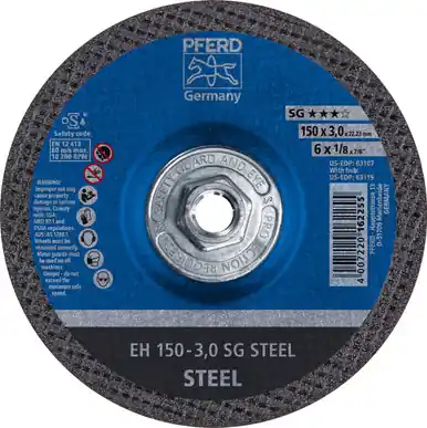 PFERD 63119 6" x 1/8" Cut-Off Wheel, 5/8-11 Thd. A 24 S SG - Type 27 (10pk)
