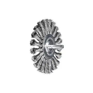 PFERD 763933 4" PSF Mtd.Knot Wheel Brush .014 CS Wire, 1/4" Stem (2pk)