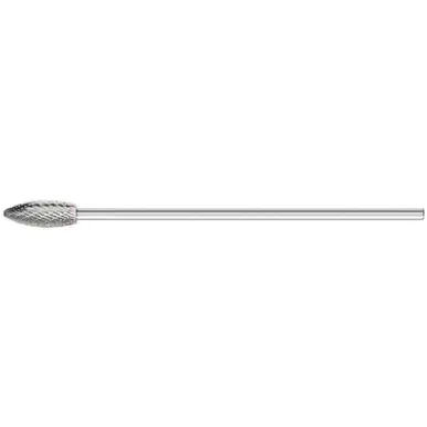PFERD 26172 Carbide Bur, Flame Shape, DBL Cut 1/2" x 1_" x 1/4" Ext. Shank