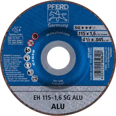 PFERD 63177 4-1/2" x .045" Cut-Off Wheel 7/8" AH A 46 N SG ALU - Type 27 (25pk)