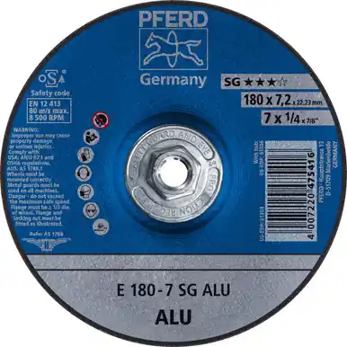 PFERD 61306 7" x 1/4" Grinding Wheel 5/8-11 Thd A24N SG for Alum Type 27 (10pk)