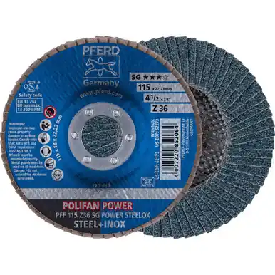 PFERD 62173 4-1/2" x 7/8" POLIFAN Flap Disc - Flat SG Zirconia 36G (10pk)