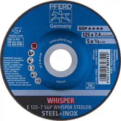 PFERD 61583 5" x 1/4" Grinding Wheel 7/8" AH WHISPER A 46 H SGP (10pk)
