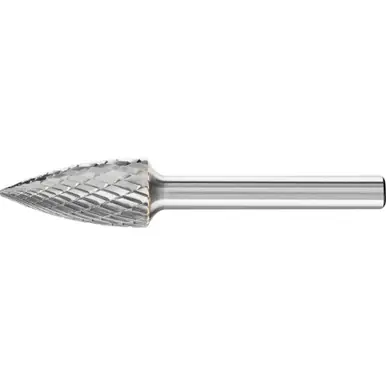 PFERD 22296 TOUGH Carbide Bur, Tree Shape Pointed, DBL Cut 3R, 1/2" x 1" x 1/4" Shank