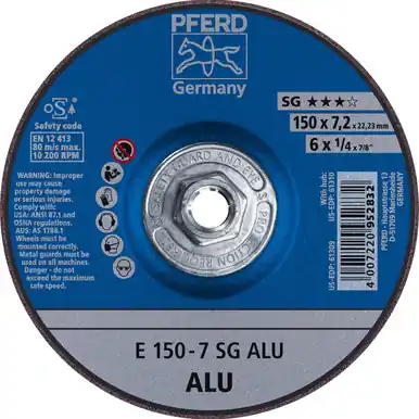 PFERD 61310 6" x 1/4" Grinding Wheel 5/8-11 Thd A24N SG for Alum Type 27 (10pk)