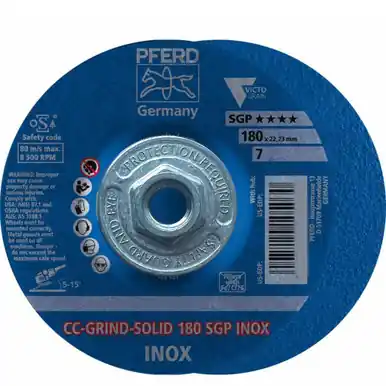 PFERD 61245 7" CC-GRIND-SOLID - 5/8-11 Thread - SGP INOX VICTOGRAIN-COOL (10pk)