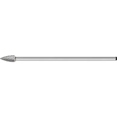 PFERD 26112 Carbide Bur, Tree Shape Pointed, DBL Cut 3/8" x 3/4" x 1/4" Ext. Shank
