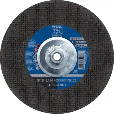 PFERD 63431 9" x 1/8" Notching Wheel 5/8-11 Thd. A 24 R SG-INOX Type 27 (10pk)
