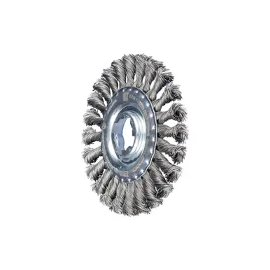 PFERD 80708 4-1/2" OD full cable twist knot wheel brush, .020" carbon steel wire, X-LOCK mounting