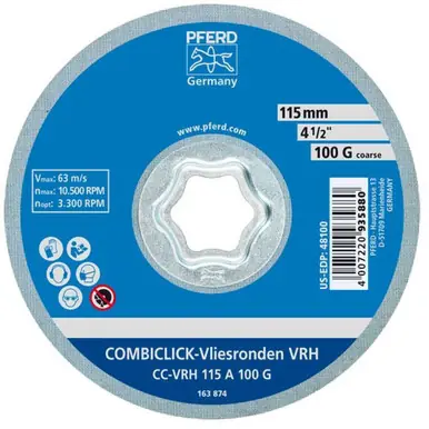 PFERD 48100 COMBICLICK Surface Conditioning Disc 4-1/2" Aluminum Oxide, Coarse Grade (10pk)