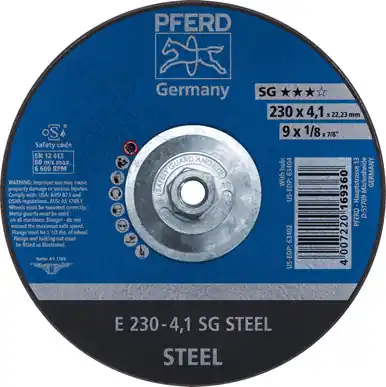 PFERD 63404 9" x 1/8" Pipeline Wheel 5/8-11 A 24 R SG-PIPE Type 27 (10pk)