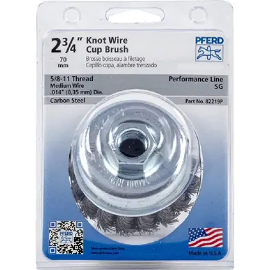 PFERD 82219P P.O.P. 2-3/4" Knot Wire Cup Brush .014 CS Wire 5/8-11 (5pk)