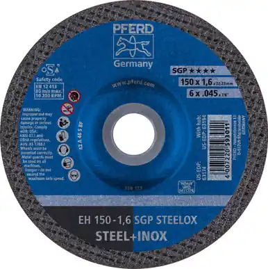 PFERD 63174 - 6" x .04 - 5" Cut-Off Wheel, 7/8" AH A 46 S SGP-INOX - Type 27 (25pk)