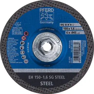 PFERD 63184 6" x .045" Cut-Off Wheel, 5/8-11 Thread A 46 S SG - Type 27 (10pk)