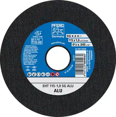 PFERD 63589 4-1/2" x .040" Cut-Off Wheel, 7/8" AH 1.0mm, A 60 N SG ALU, Type 1 (25pk)