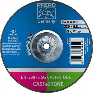 PFERD 61708 9" x 1/4" Grinding Wheel, 5/8-11 Thd. T28 C 24 Q SG - Saucer (10pk)