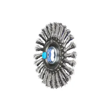 PFERD 80424 4-7/8" OD full cable twist knot wheel brush, .020" stainless steel wire, X-LOCK mounting