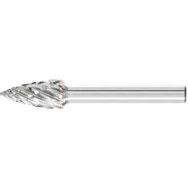 PFERD 24808 Carbide Bur, Tree Shape Pointed, STEEL Cut 3/8" x 3/4" x 1/4" Shank
