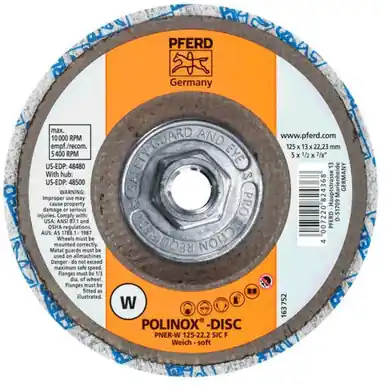 PFERD 48500 5-1/2" POLINOX Unitized Disc Soft Type T27 Conical, 5/8-11 Thread, SiC Fine W, 2SF (5pk)