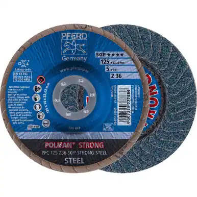 PFERD 62955 5" x 7/8" POLIFAN-STRONG Flap Disc SGP Conical Zirconia 36G (10pk)