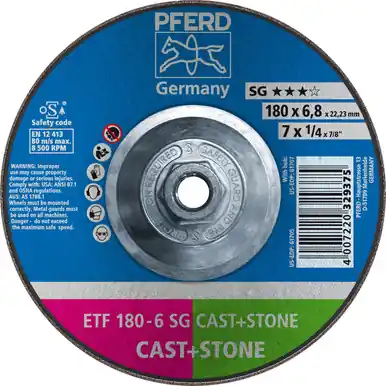PFERD 61707 7" x 1/4" Grinding Wheel, 5/8-11 Thd. T28 C 24 Q SG - Saucer (10pk)