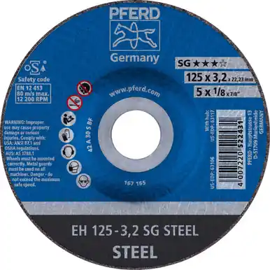 PFERD 63106 5" x 1/8" Cut-Off Wheel, 7/8" AH A 30 S SG - Type 27 (25pk)