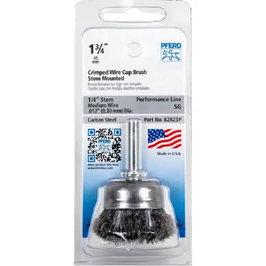 PFERD 82823P P.O.P. 1-3/4" Crimped Shank Mtd Cup .012 CS Wire, 1/4" Shank (5pk)