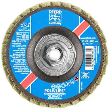 PFERD 43290 5" POLIVLIES Non-Woven Flap Disc 5/8-11 Thread - Fine Grade (5pk)