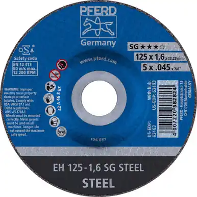 PFERD 63163 - 5" x .04 - 5" Cut-Off Wheel, 7/8" AH A 46 S SG - Type 27 (25pk)