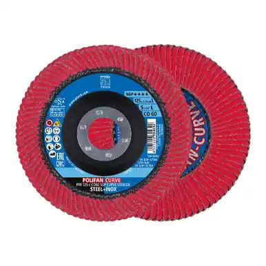 PFERD 67698066 - Flap Disc, 5"x 7/8, CO SGP CURVE STEELOX, 60 Grit, Large Radius, Ceramic, 2 Pa