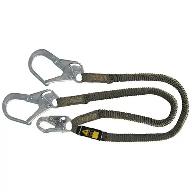 Safewaze 023-2116 - Arc Flash 6‘ Stretch Internal Energy Absorbing Lanyard Aramid, Dual Leg, Rebar