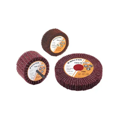 WALTER 15E167 - 3" x 1-3/4" TWO-IN-ONE Flap Wheel Extra fine, Flexible, 1/4" Shaft (10pk)