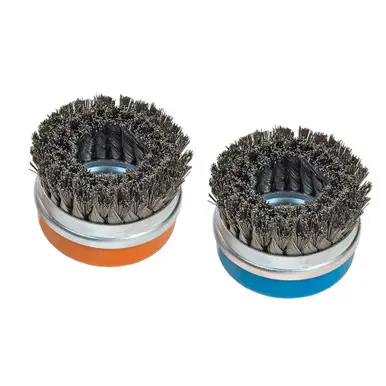 WALTER 13G574 - 5" x 1" Knot-Twisted Carbon Steel Wire Cup Brush 0.020", 5/8"-11 Arbor, Spin-On