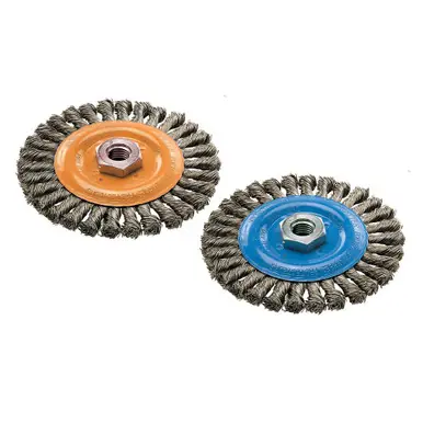 WALTER 13L514 - 5" x 3/8" Knot-Twisted Stainless Steel Wire Wheel Brush 0.020", 5/8"-11 Arbor,