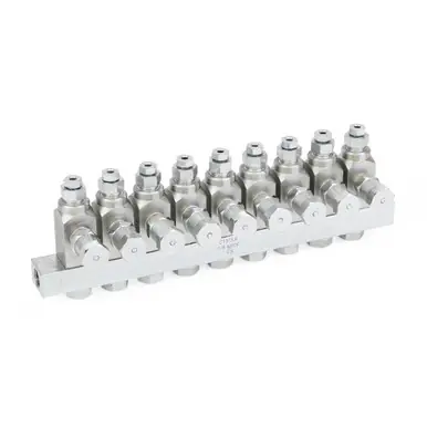 GRACO 24W406 GL-33 Grease Injector, Carbon Steel, 9 Injector Manifold, 1/8 NPT