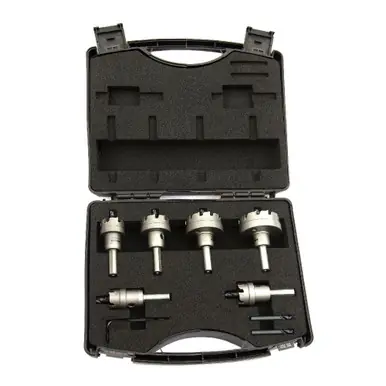 DRILLCO 96CT6S - Carbide Tipped Hole Cutter Set, 9/16", 5/8", 11/16", 3/4", 7/8", 1-1/16", w/ 1"