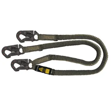 Safewaze 023-2119 - Arc Flash 6‘ Stretch Internal Energy Absorbing Lanyard Aramid, Dual Leg, DE