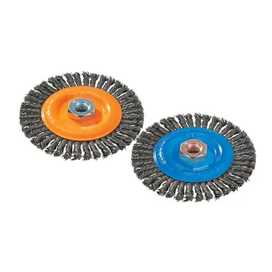 WALTER 13K654B - 6-7/8" x 1/4" Stringer Bead Carbon Steel Wire Wheel Brush 0.020", 5/8"-11 (10pk)