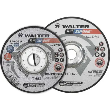 WALTER 11T642 - 4-1/2" x 1/32" x 7/8" ZIP ONE Cut-Off Wheel Type 27 (25pk)