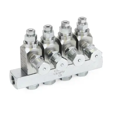 GRACO 24W904 - GL-42 Oil Injector, Carbon Steel, 4 Injector Manifold 1/8 BSPP x 6mm