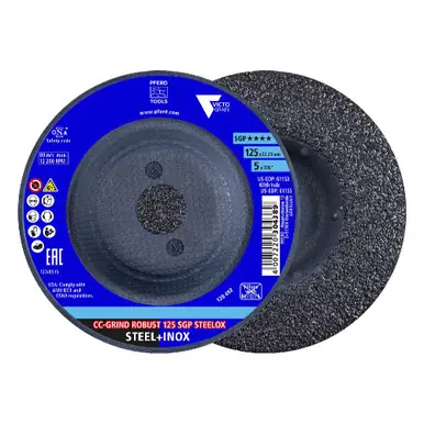 PFERD 64198126 - Grinding disc, CC-GRIND-ROBUST, 5" x 7/8, SGP STEELOX VICTOGRAIN, Ceramic, 2 P