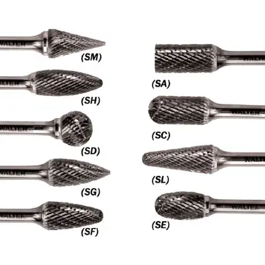 WALTER 01V043 - 7/16" x 1" Shape Round Tree Double Cut Carbide Burr 1/4" Shank