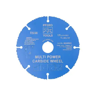 PFERD 68200002 - DS Multi Power Carbide Cut-off Wheel, 5" x 0.045 x 7/8, retail packaging